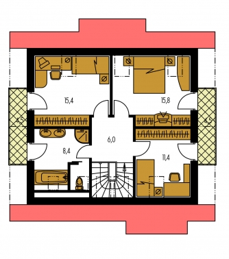 Image miroir | Plan de sol du premier étage - KOMPAKT 40